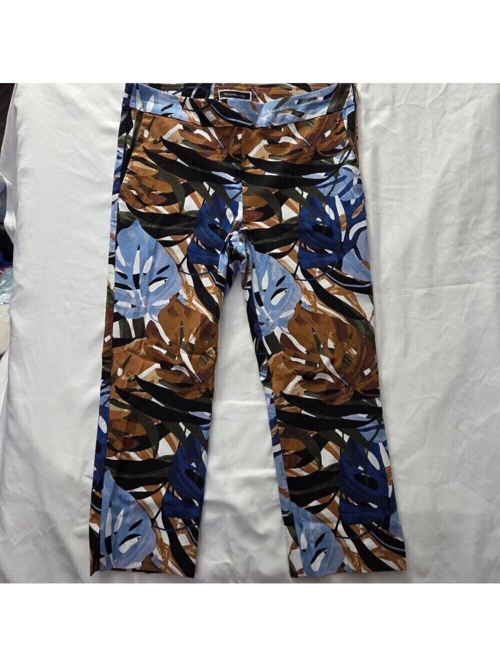 Melanie Lyne Tropical Leaf Print Ankle Pants Size 12